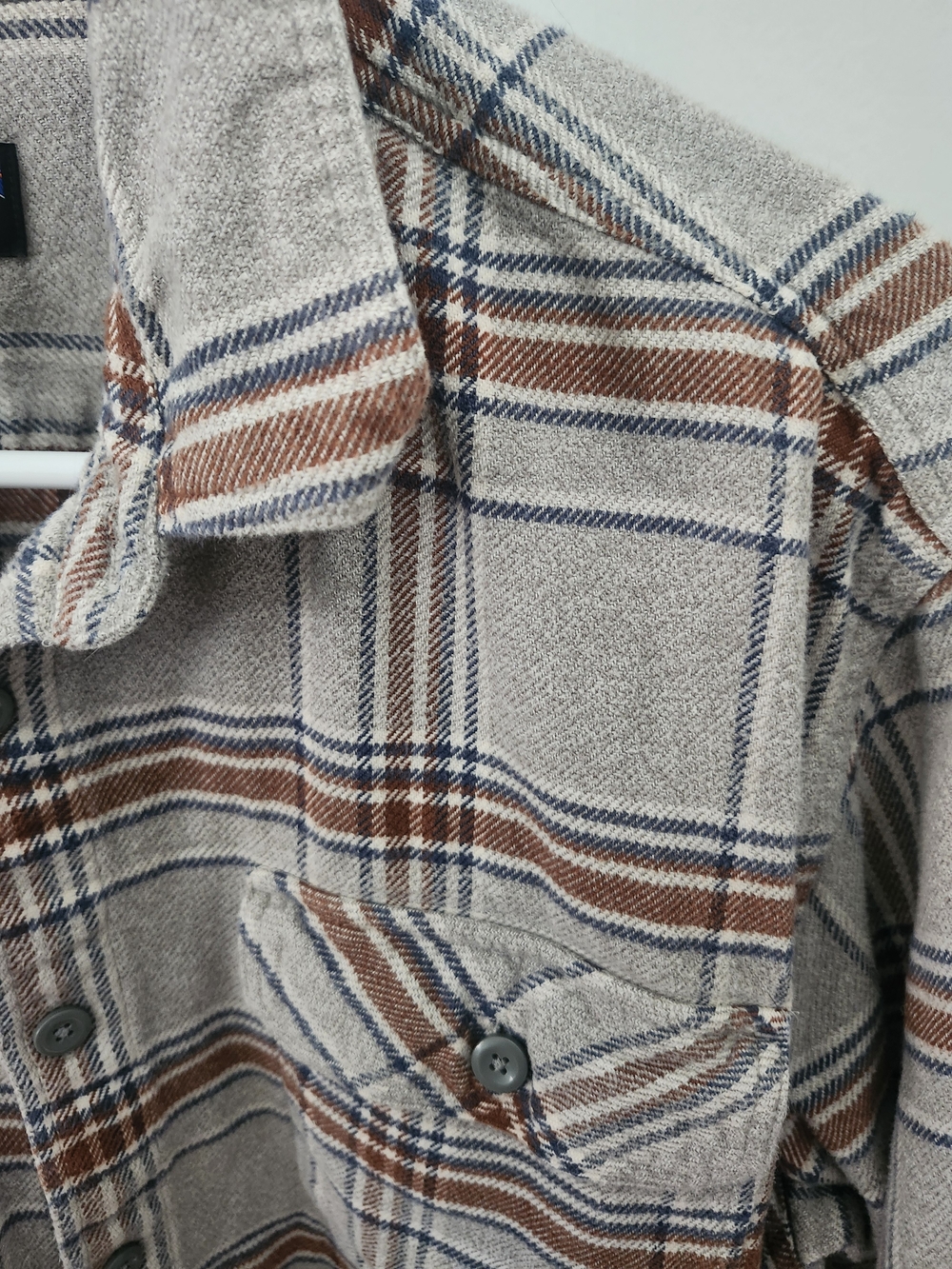 Patagonia Plaid Button-Down Shirt in Cream, Brown & Blue - Picture 3 of 6